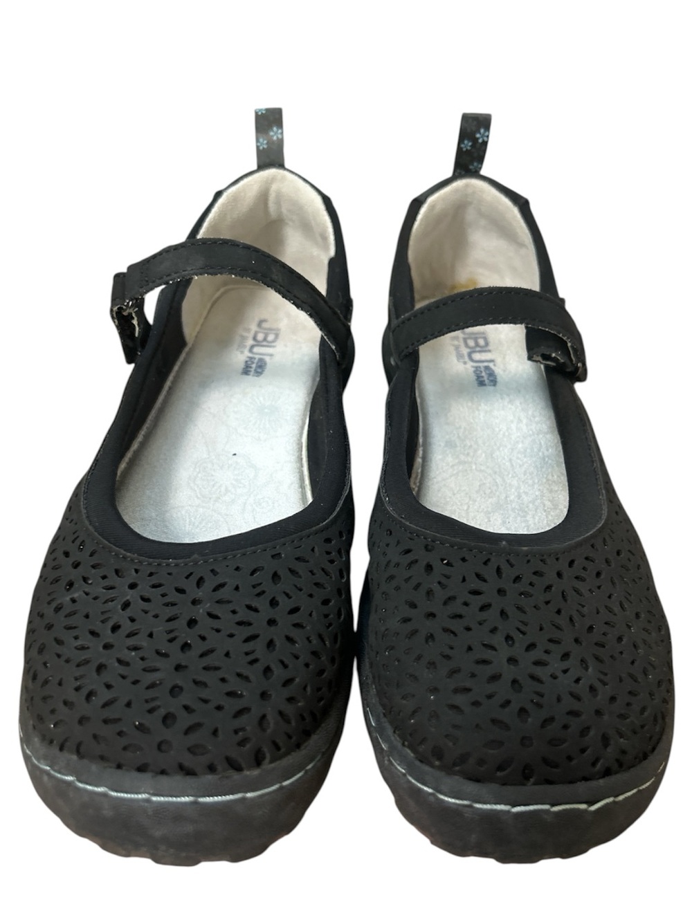 Jambu JBU Granada Vegan Mary Jane Flats Laser Cut Floral Pattern Black 9